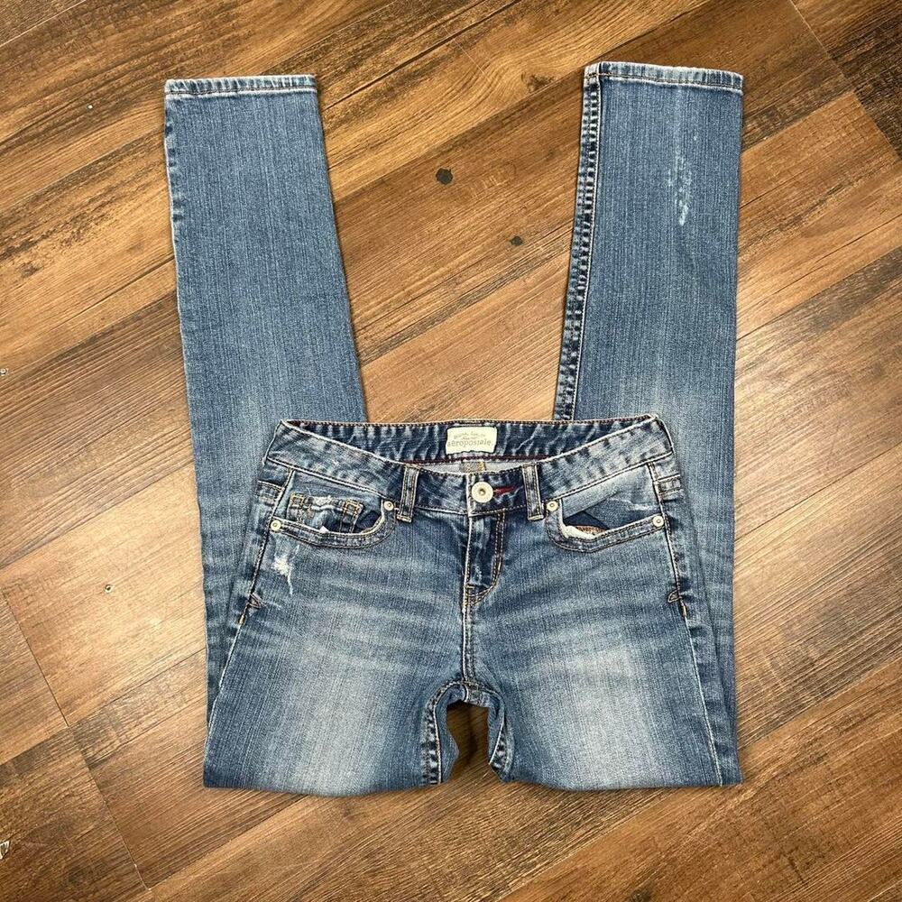 2000s y2k Aéropostale Low Rise Embroidered Pocket Skinny Jeans